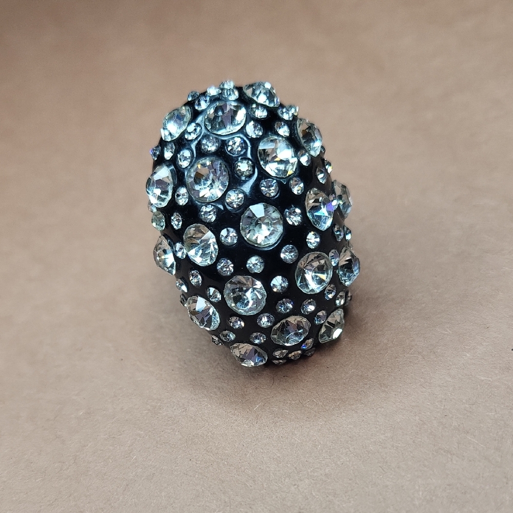 Fun Black and Silver Crystal Ring